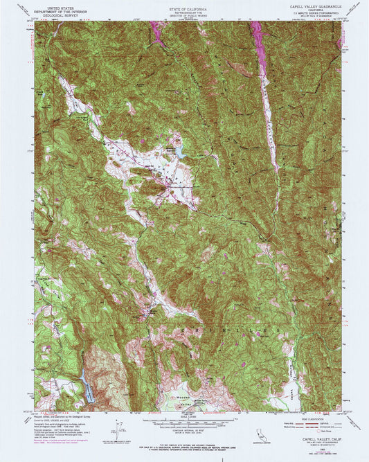 Classic USGS Capell Valley California 7.5'x7.5' Topo Map Image