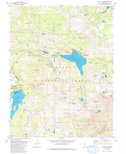 USGS Classic Caples Lake California 7.5'x7.5' Topo Map Image