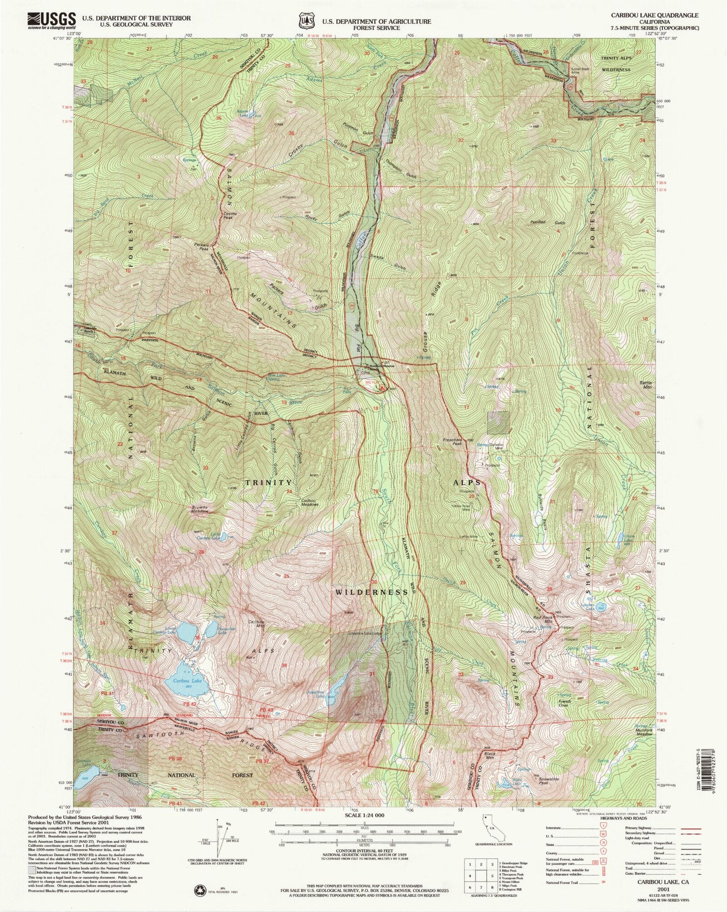 USGS Classic Caribou Lake California 7.5'x7.5' Topo Map Image