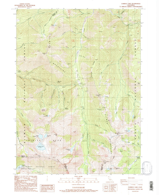 USGS Classic Caribou Lake California 7.5'x7.5' Topo Map Image