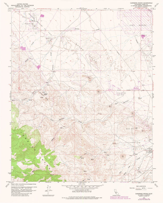 Classic USGS Carneros Rocks California 7.5'x7.5' Topo Map Image