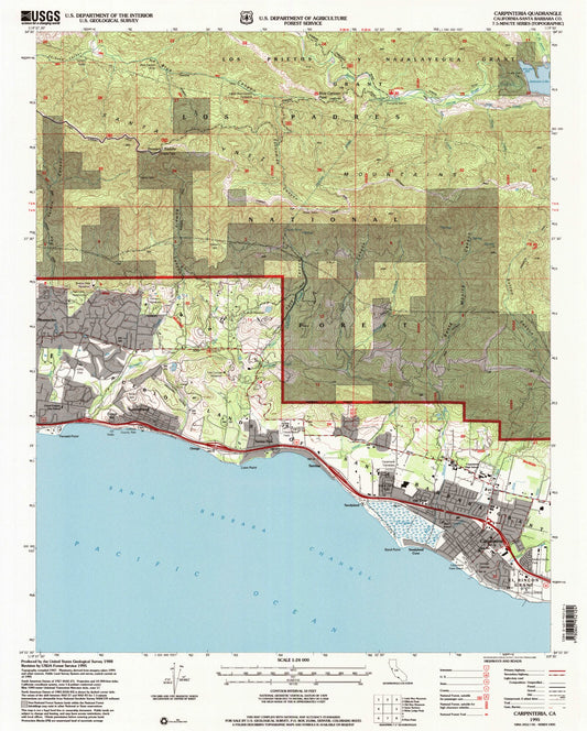 Classic USGS Carpinteria California 7.5'x7.5' Topo Map Image