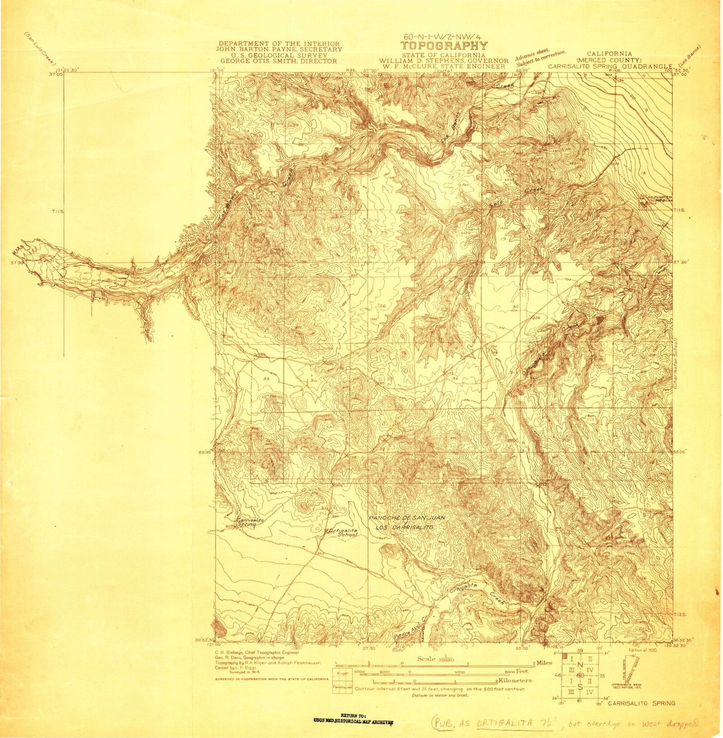 Classic USGS Ortigalita Peak NW California 7.5'x7.5' Topo Map Image