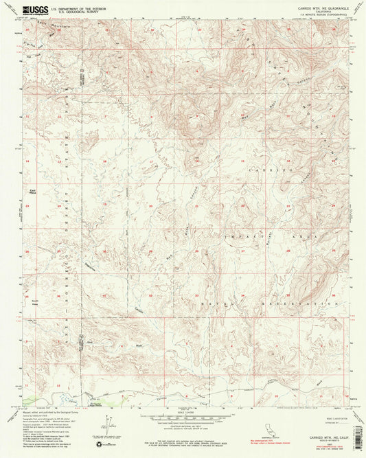 Classic USGS Carrizo Mountain NE California 7.5'x7.5' Topo Map Image