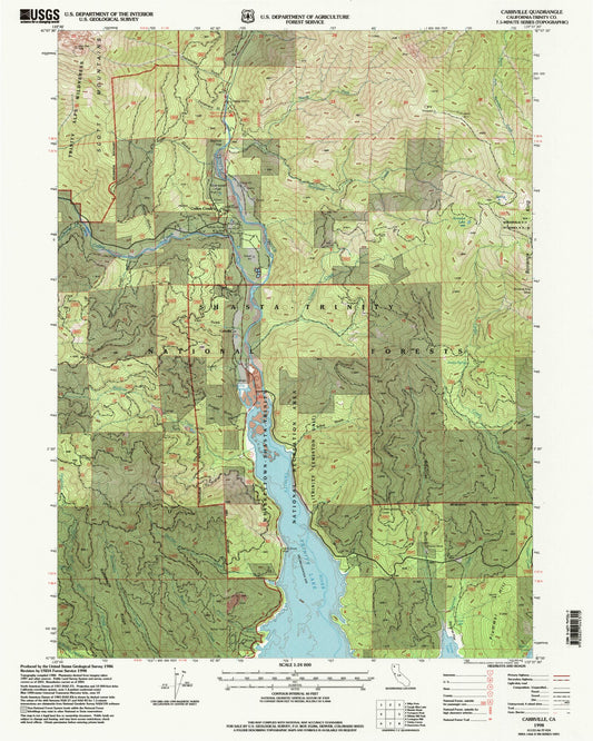 Classic USGS Carrville California 7.5'x7.5' Topo Map Image