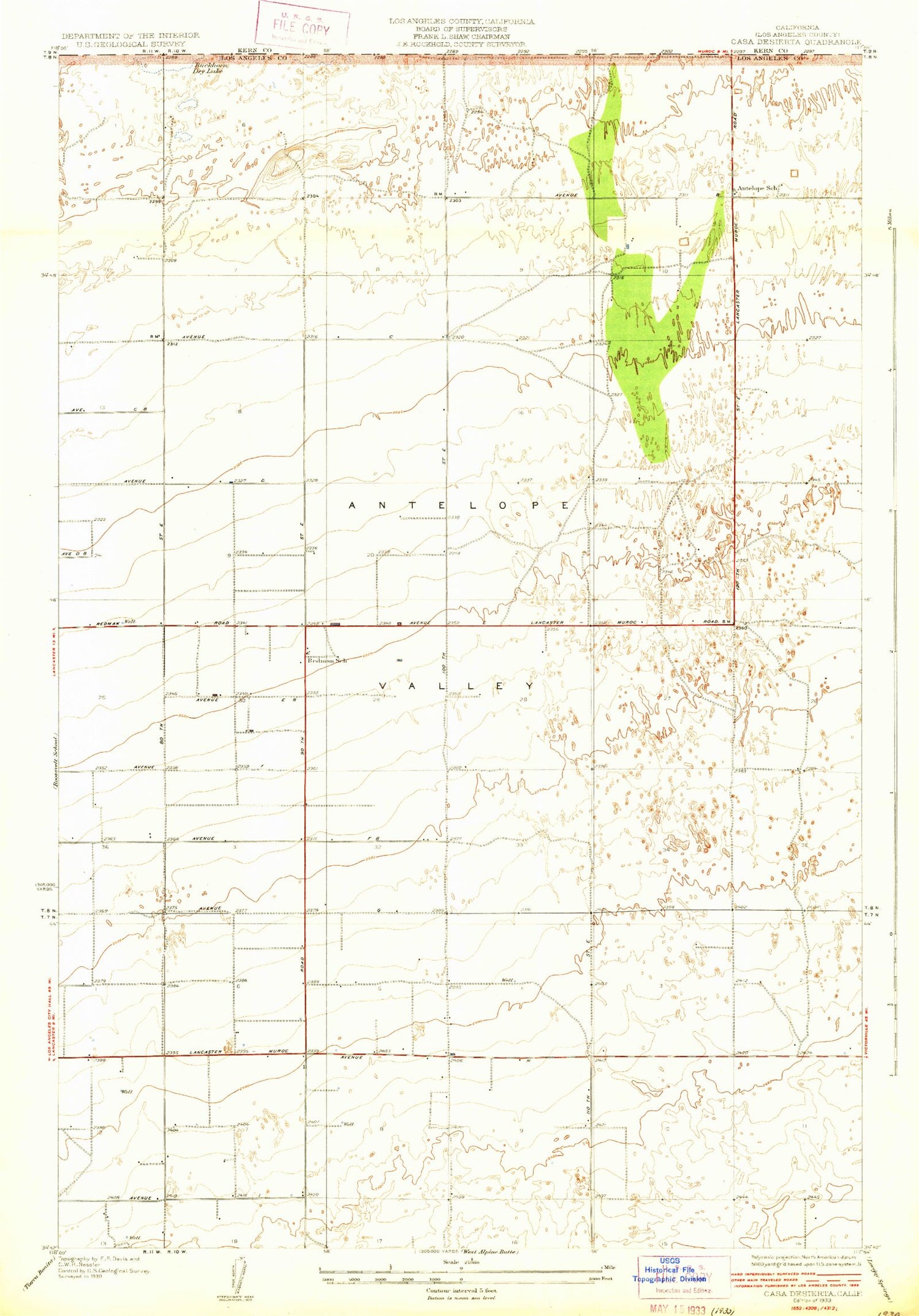 Classic USGS Casa Desierta California 7.5'x7.5' Topo Map Image