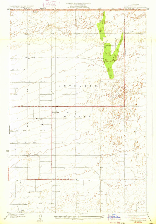 Classic USGS Casa Desierta California 7.5'x7.5' Topo Map Image
