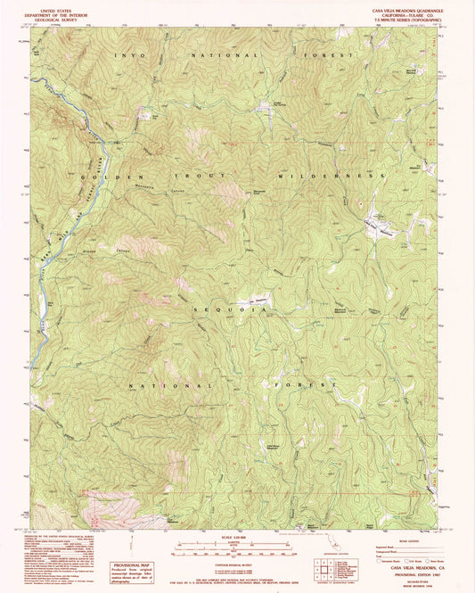Classic USGS Casa Vieja Meadows California 7.5'x7.5' Topo Map Image