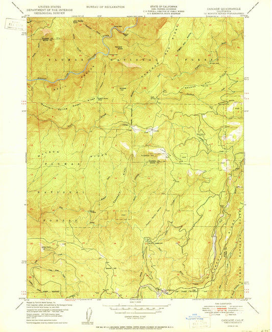 Classic USGS Cascade California 7.5'x7.5' Topo Map Image