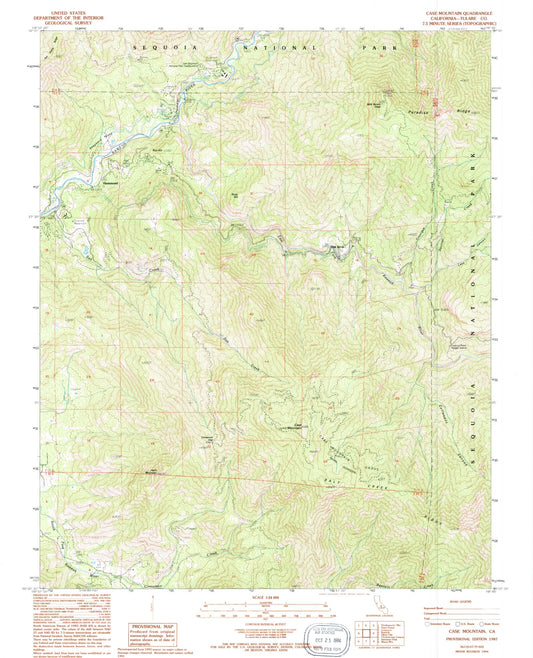 Classic USGS Case Mountain California 7.5'x7.5' Topo Map Image