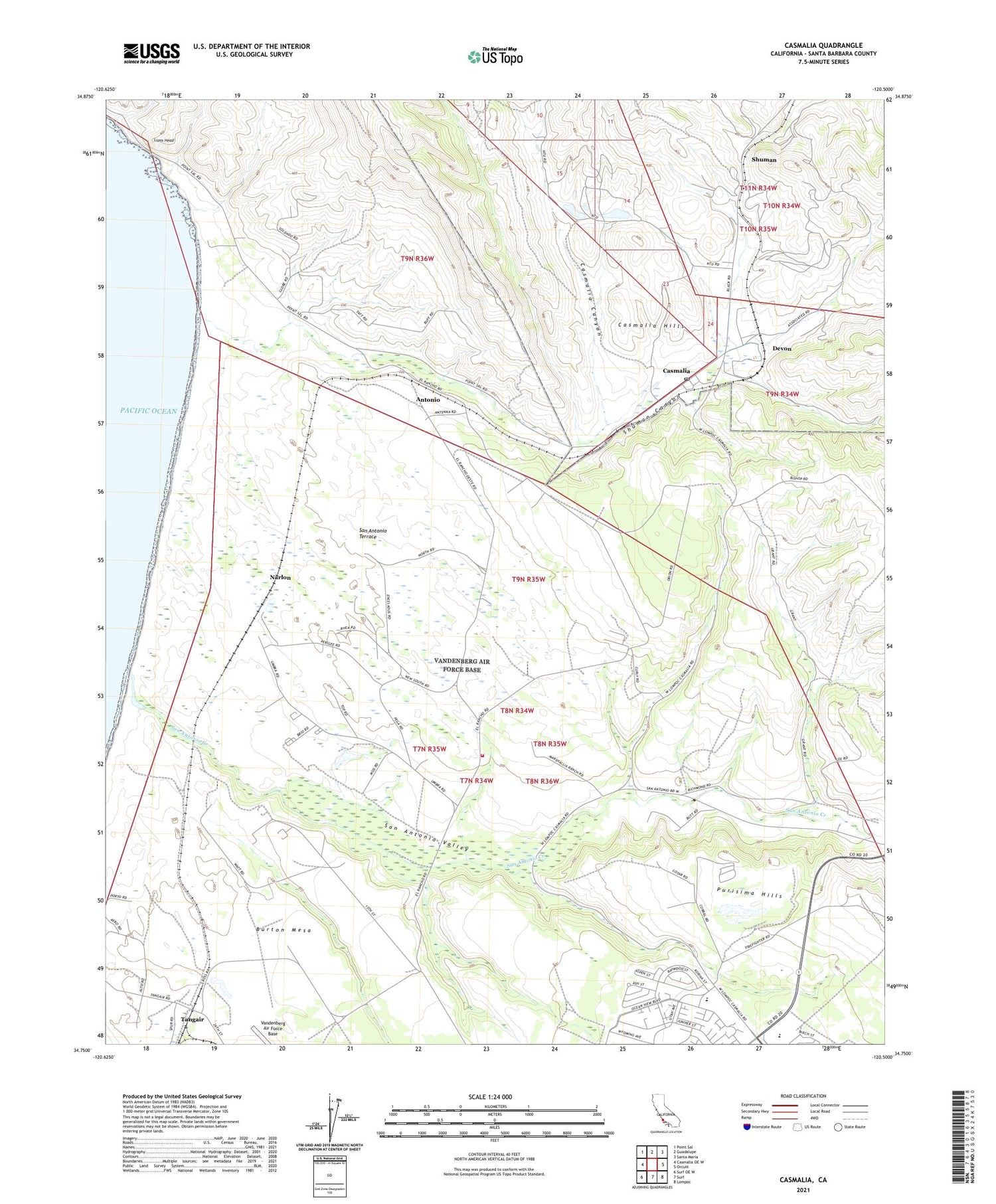 Casmalia California US Topo Map Image