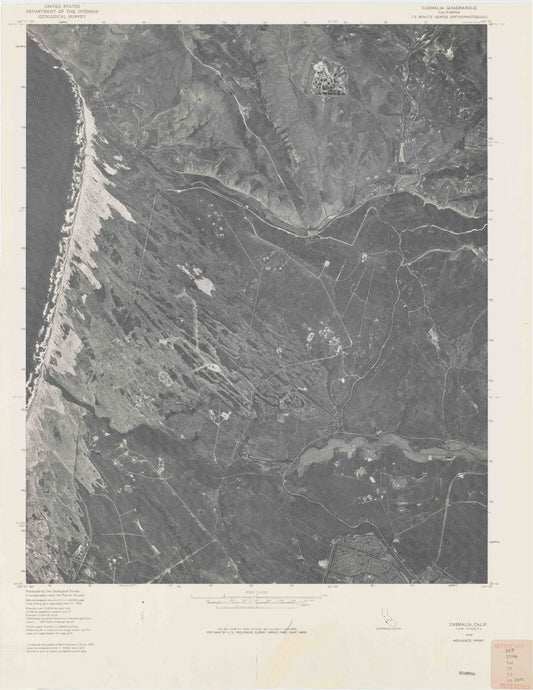 Classic USGS Casmalia California 7.5'x7.5' Topo Map Image