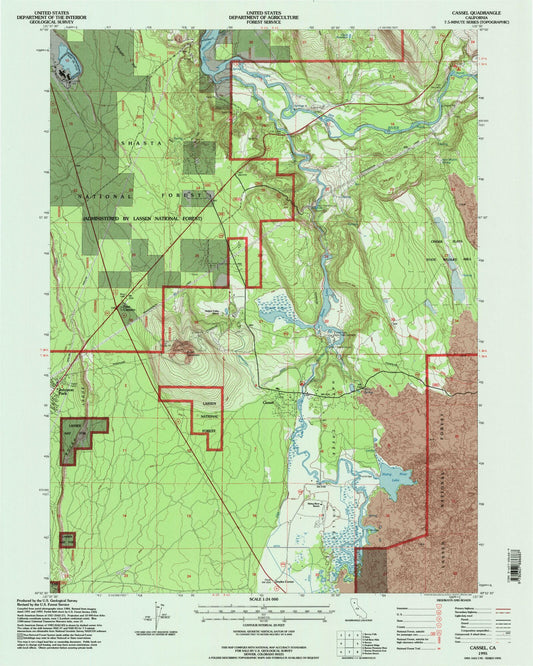 Classic USGS Cassel California 7.5'x7.5' Topo Map Image