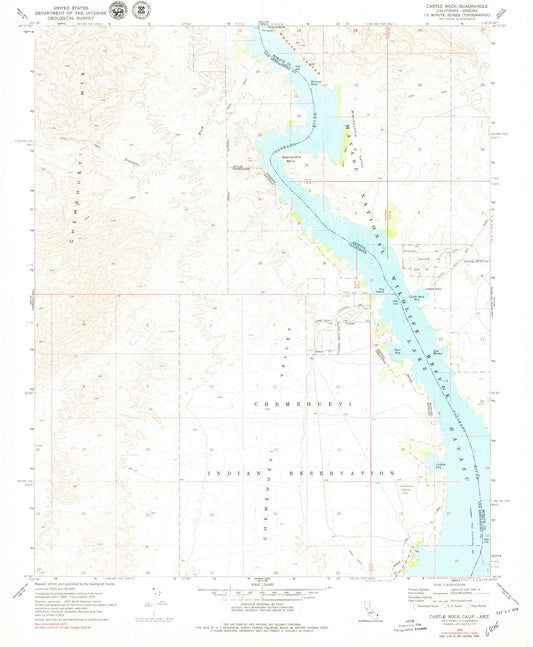 Classic USGS Castle Rock Arizona 7.5'x7.5' Topo Map Image