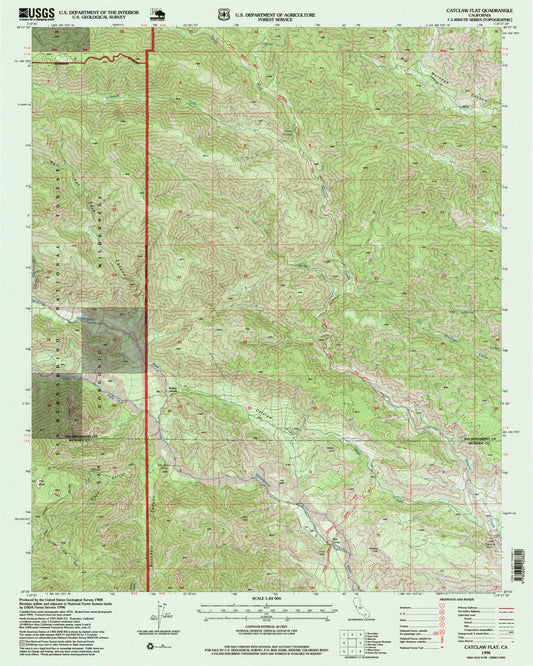 Classic USGS Catclaw Flat California 7.5'x7.5' Topo Map Image