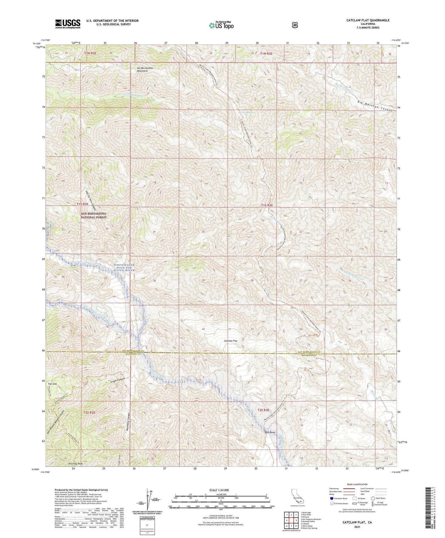 Catclaw Flat California US Topo Map Image