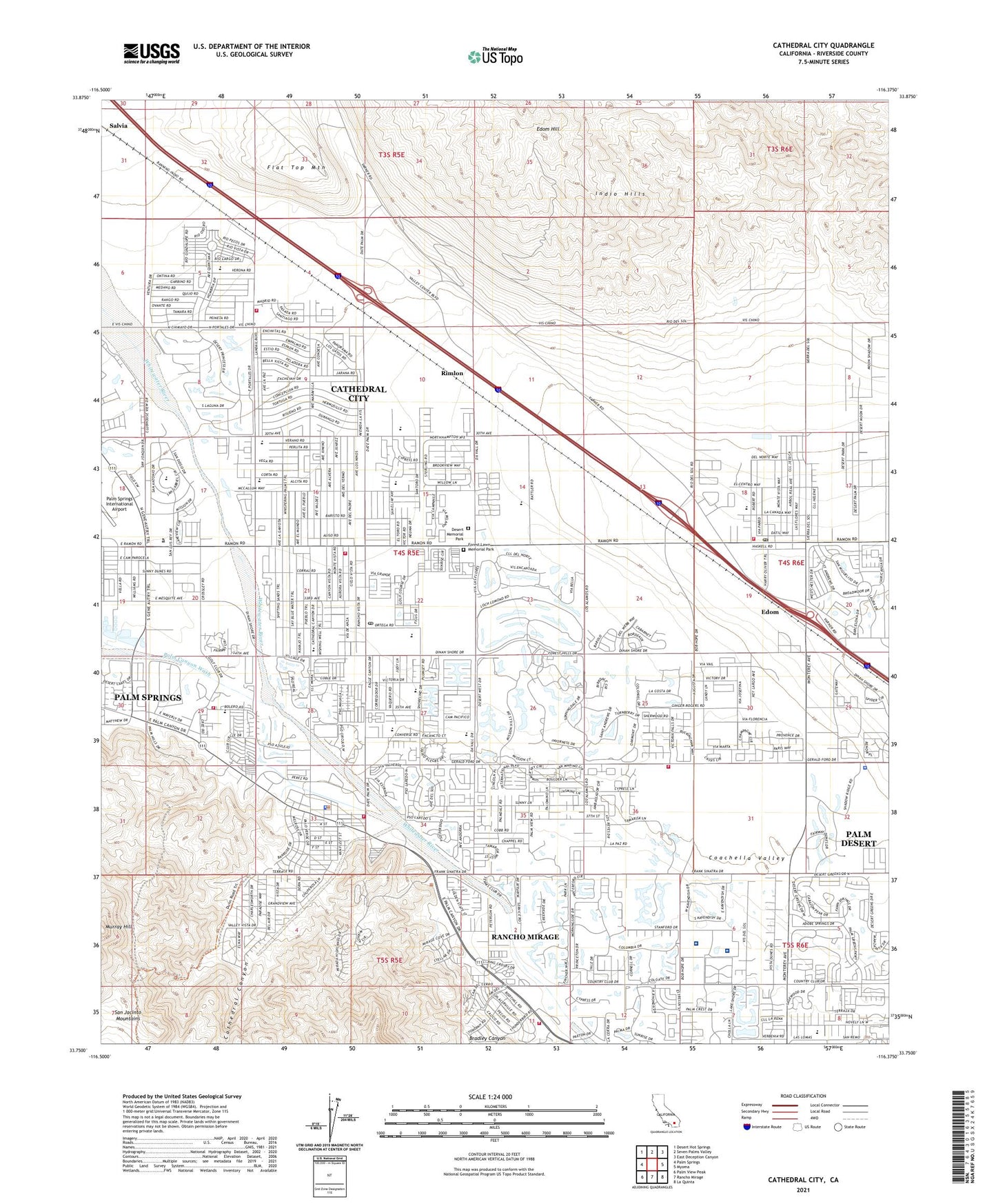 Cathedral City California US Topo Map Image