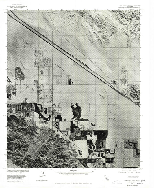 Classic USGS Cathedral City California 7.5'x7.5' Topo Map Image