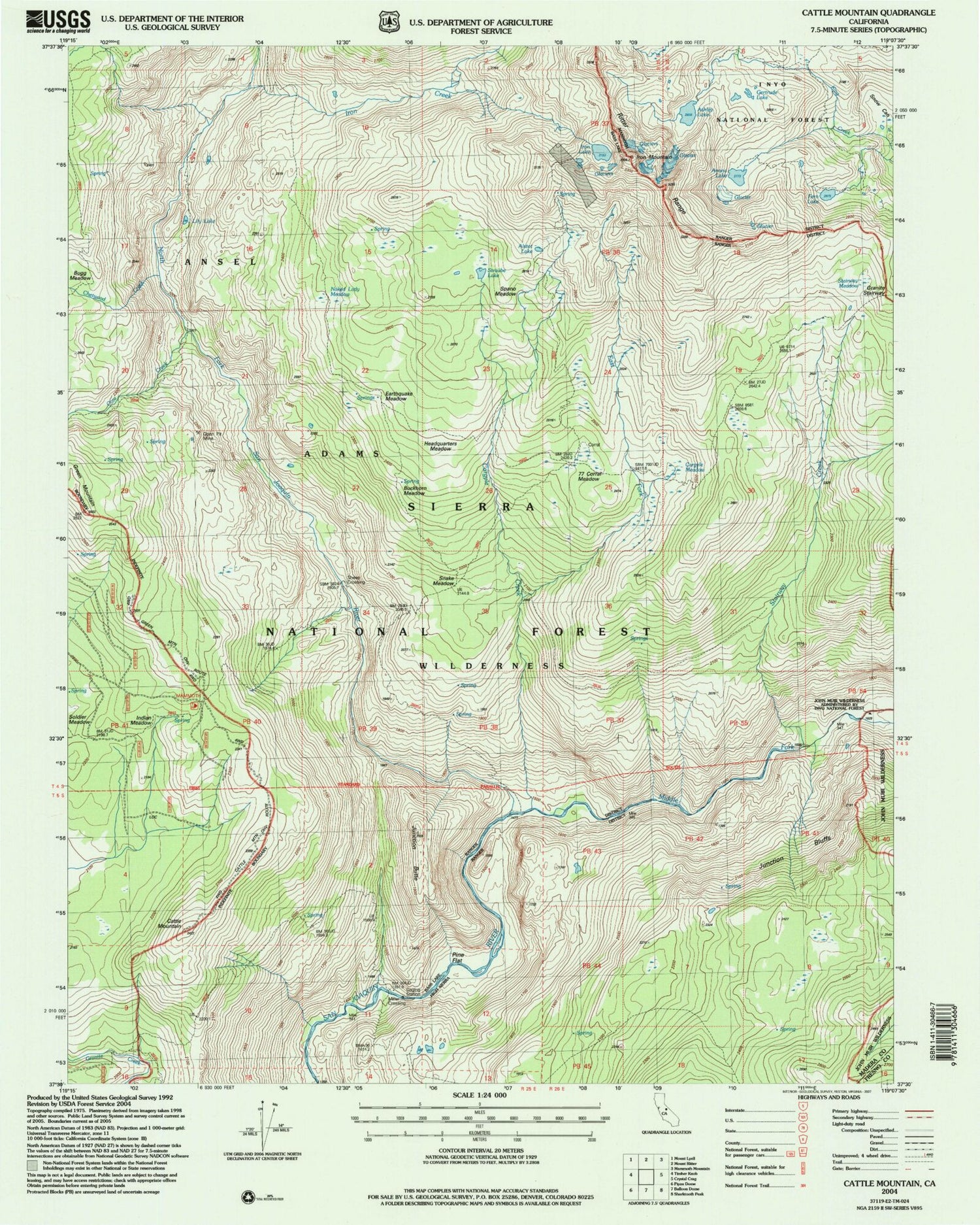 Classic USGS Cattle Mountain California 7.5'x7.5' Topo Map Image
