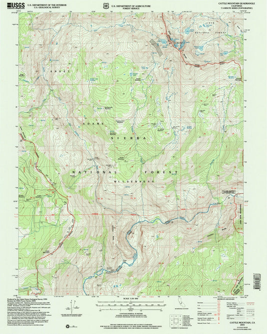 Classic USGS Cattle Mountain California 7.5'x7.5' Topo Map Image