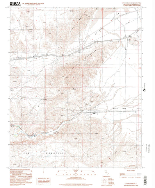 Classic USGS Cave Mountain California 7.5'x7.5' Topo Map Image