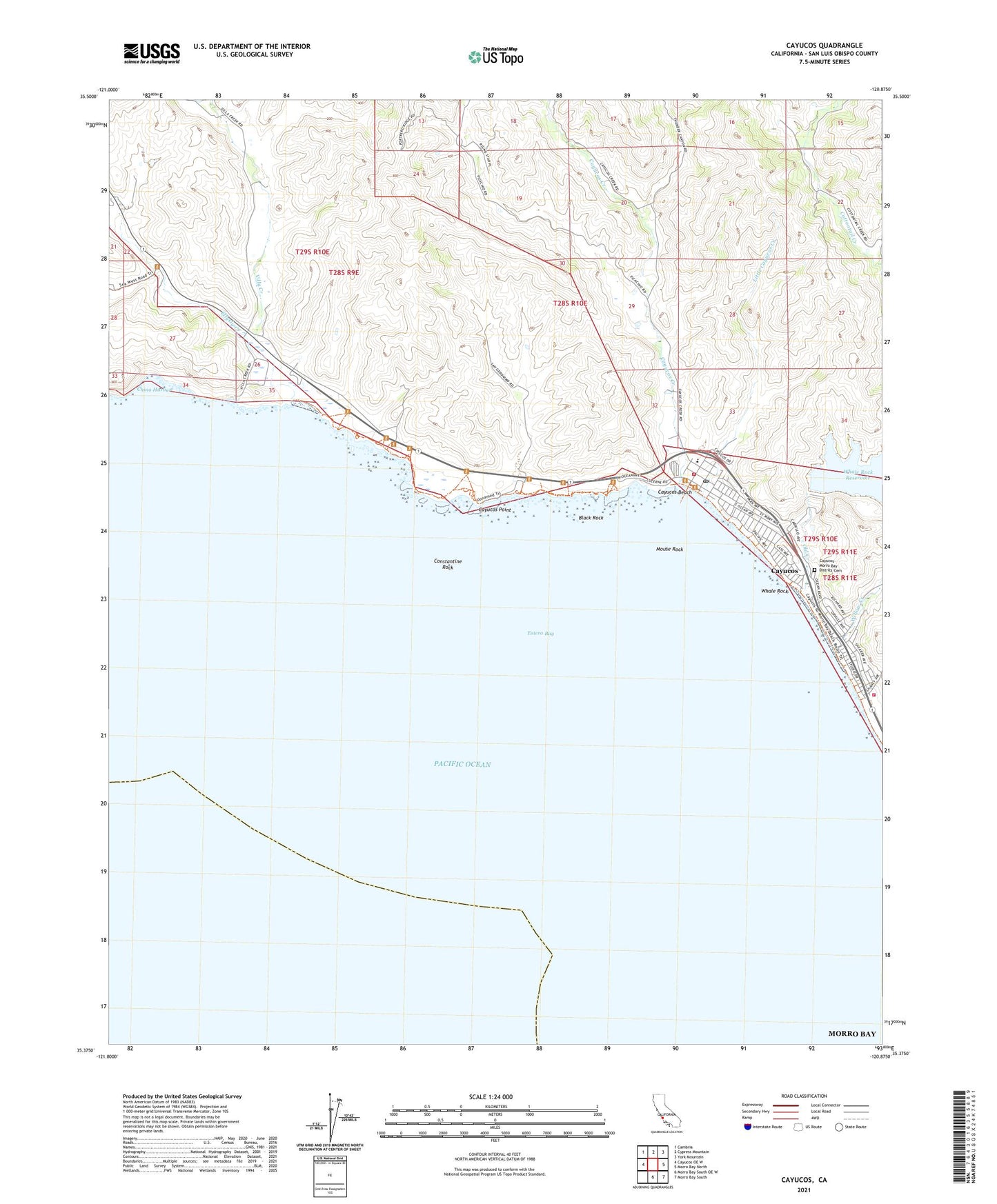 Cayucos California US Topo Map Image
