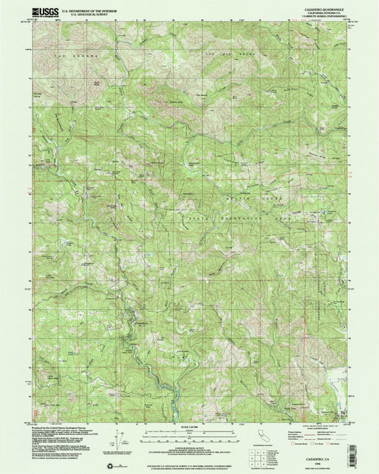 Classic USGS Cazadero California 7.5'x7.5' Topo Map Image