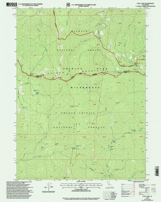 Classic USGS Cecil Lake California 7.5'x7.5' Topo Map Image