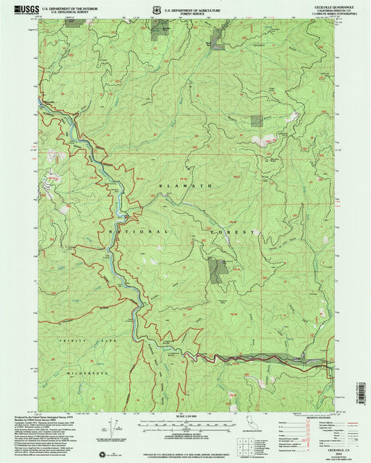 Classic USGS Cecilville California 7.5'x7.5' Topo Map Image