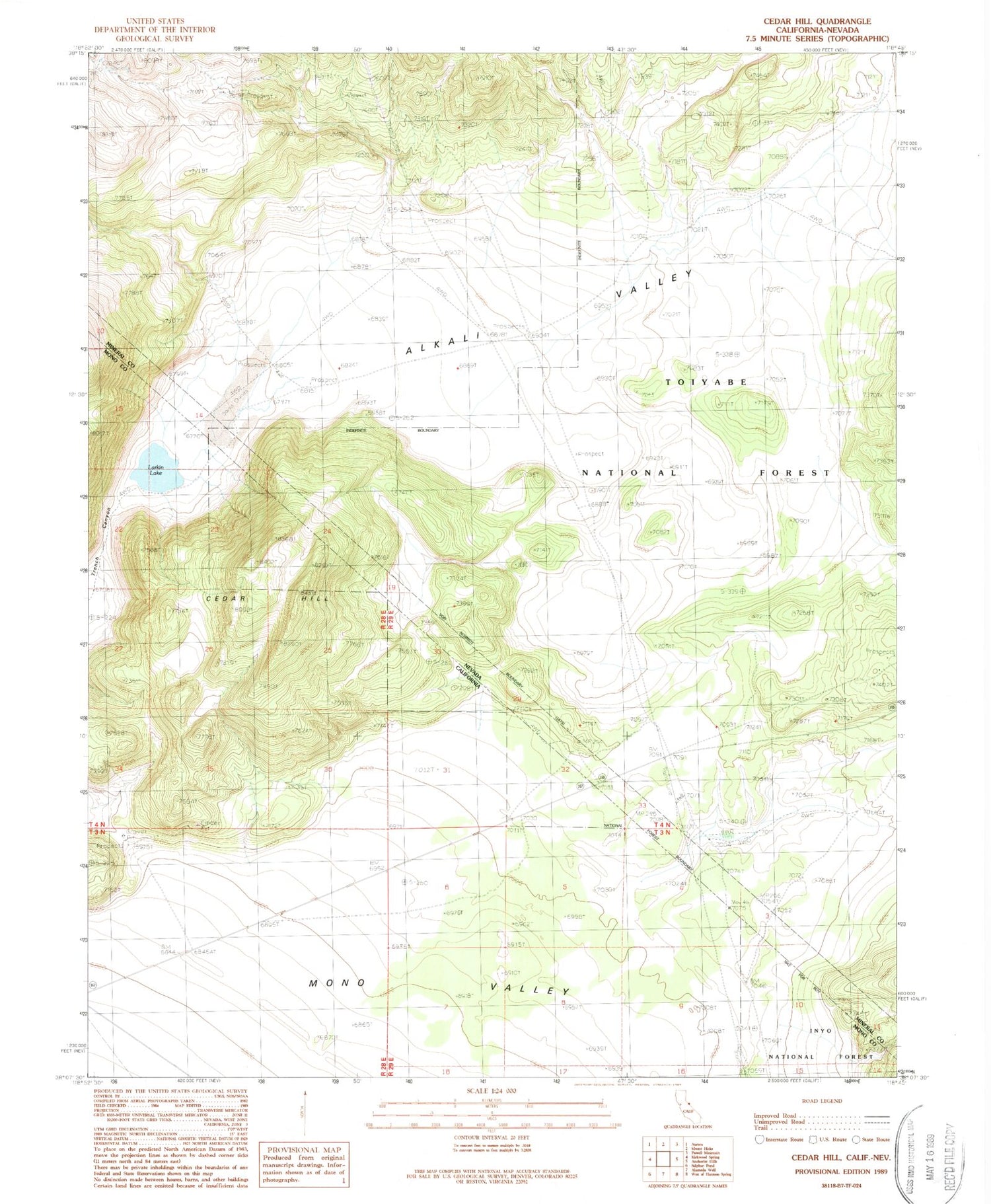Classic USGS Cedar Hill California 7.5'x7.5' Topo Map Image