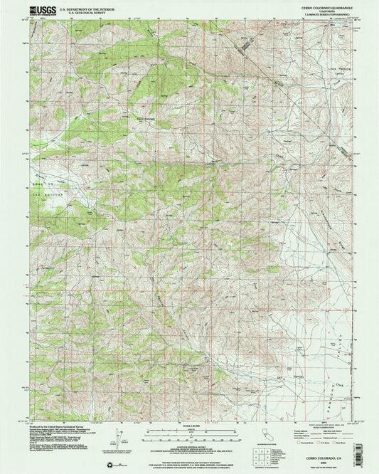 Classic USGS Cerro Colorado California 7.5'x7.5' Topo Map Image