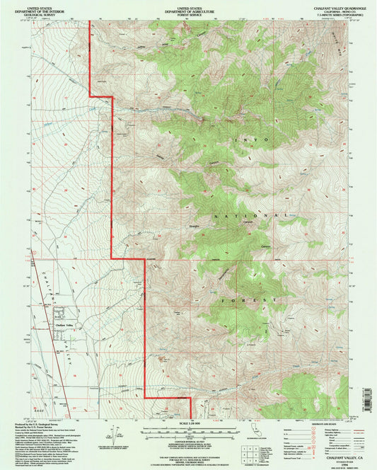 Classic USGS Chalfant Valley California 7.5'x7.5' Topo Map Image