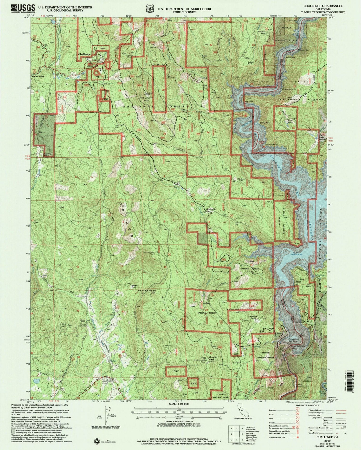 Classic USGS Challenge California 7.5'x7.5' Topo Map Image
