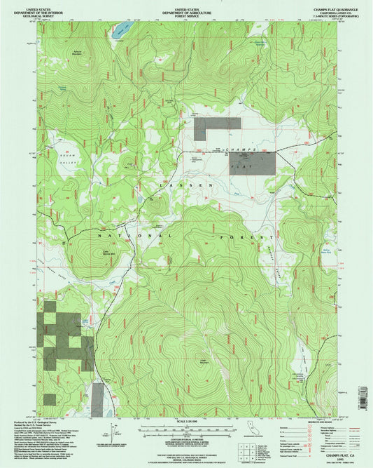 Classic USGS Champs Flat California 7.5'x7.5' Topo Map Image