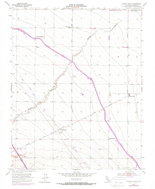 Classic USGS Chaney Ranch California 7.5'x7.5' Topo Map Image