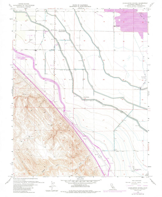 Classic USGS Charleston School California 7.5'x7.5' Topo Map Image