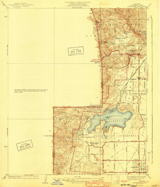 Classic USGS Chatsworth California 7.5'x7.5' Topo Map Image