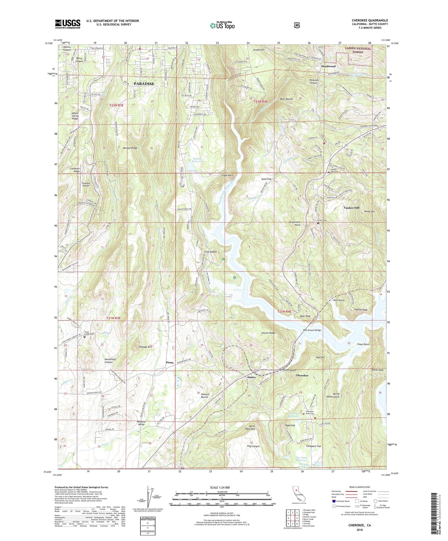 Cherokee California US Topo Map Image
