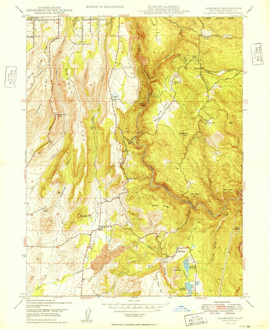 Classic USGS Cherokee California 7.5'x7.5' Topo Map Image