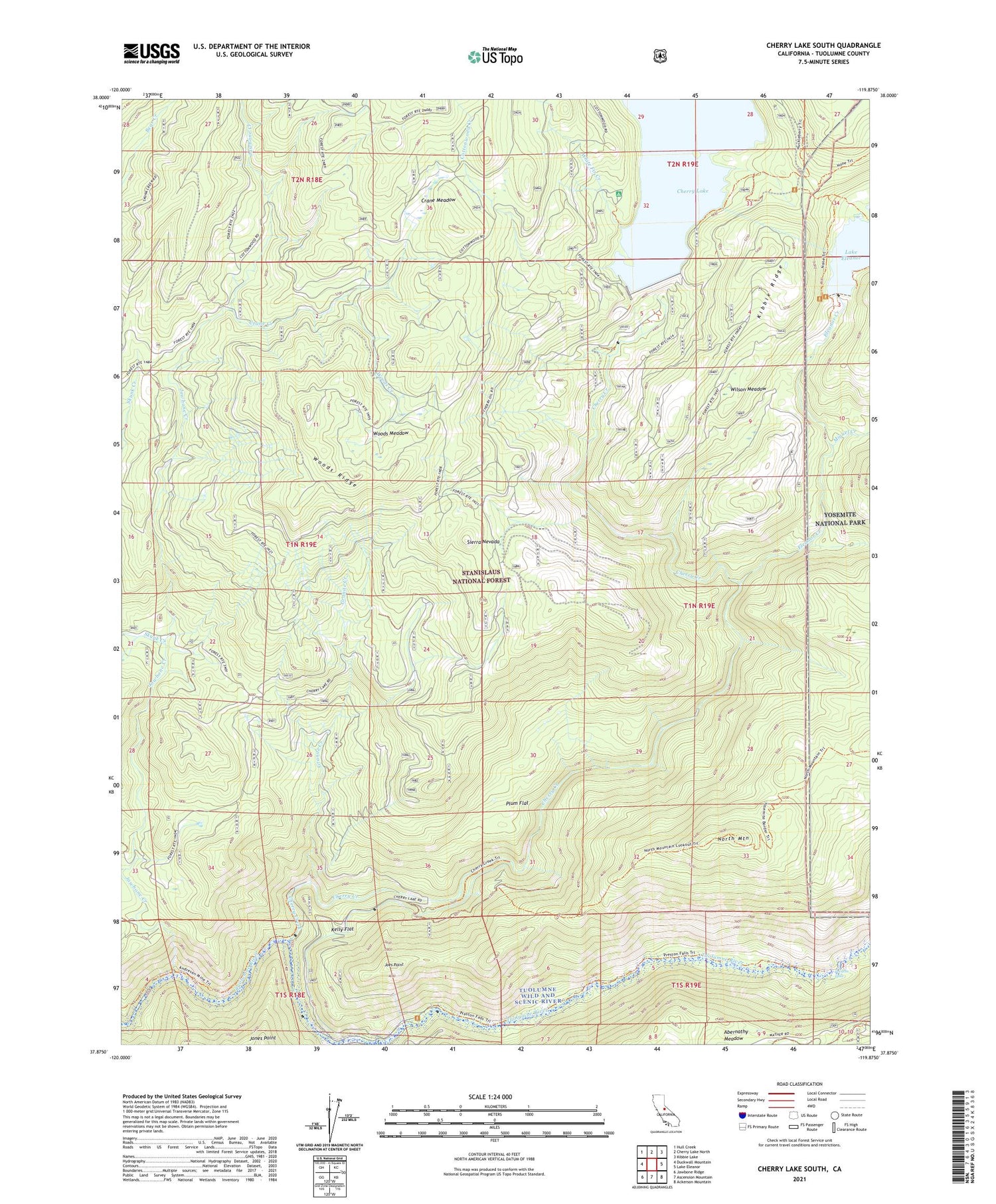 Cherry Lake South California US Topo Map Image