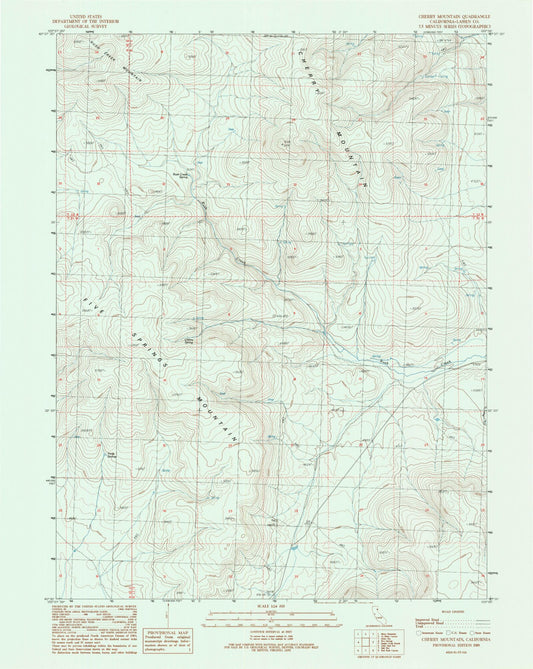Classic USGS Cherry Mountain California 7.5'x7.5' Topo Map Image
