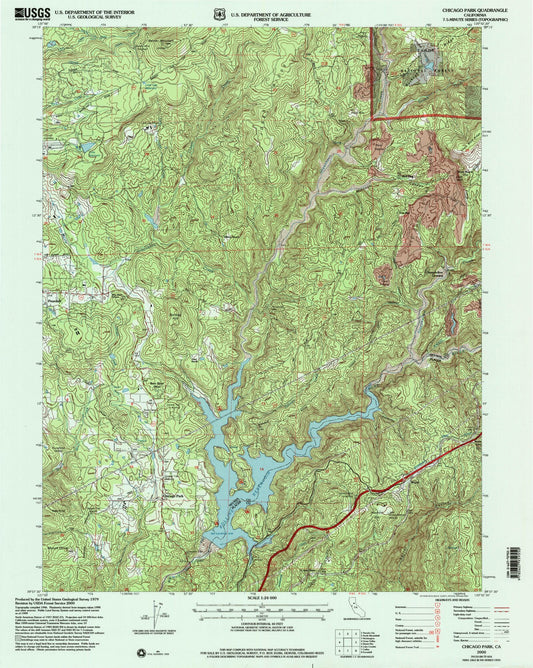 Classic USGS Chicago Park California 7.5'x7.5' Topo Map Image