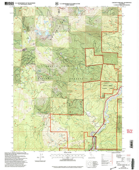 Classic USGS Chicken Hawk Hill California 7.5'x7.5' Topo Map Image