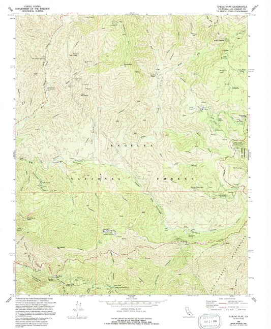USGS Classic Chilao Flat California 7.5'x7.5' Topo Map Image
