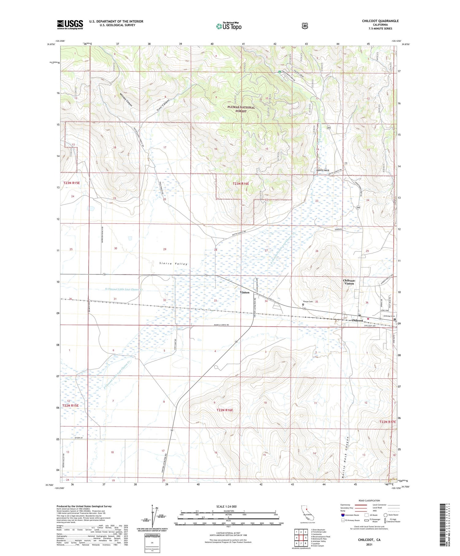 Chilcoot California US Topo Map Image