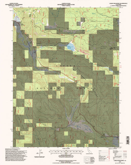 Classic USGS Childs Meadows California 7.5'x7.5' Topo Map Image
