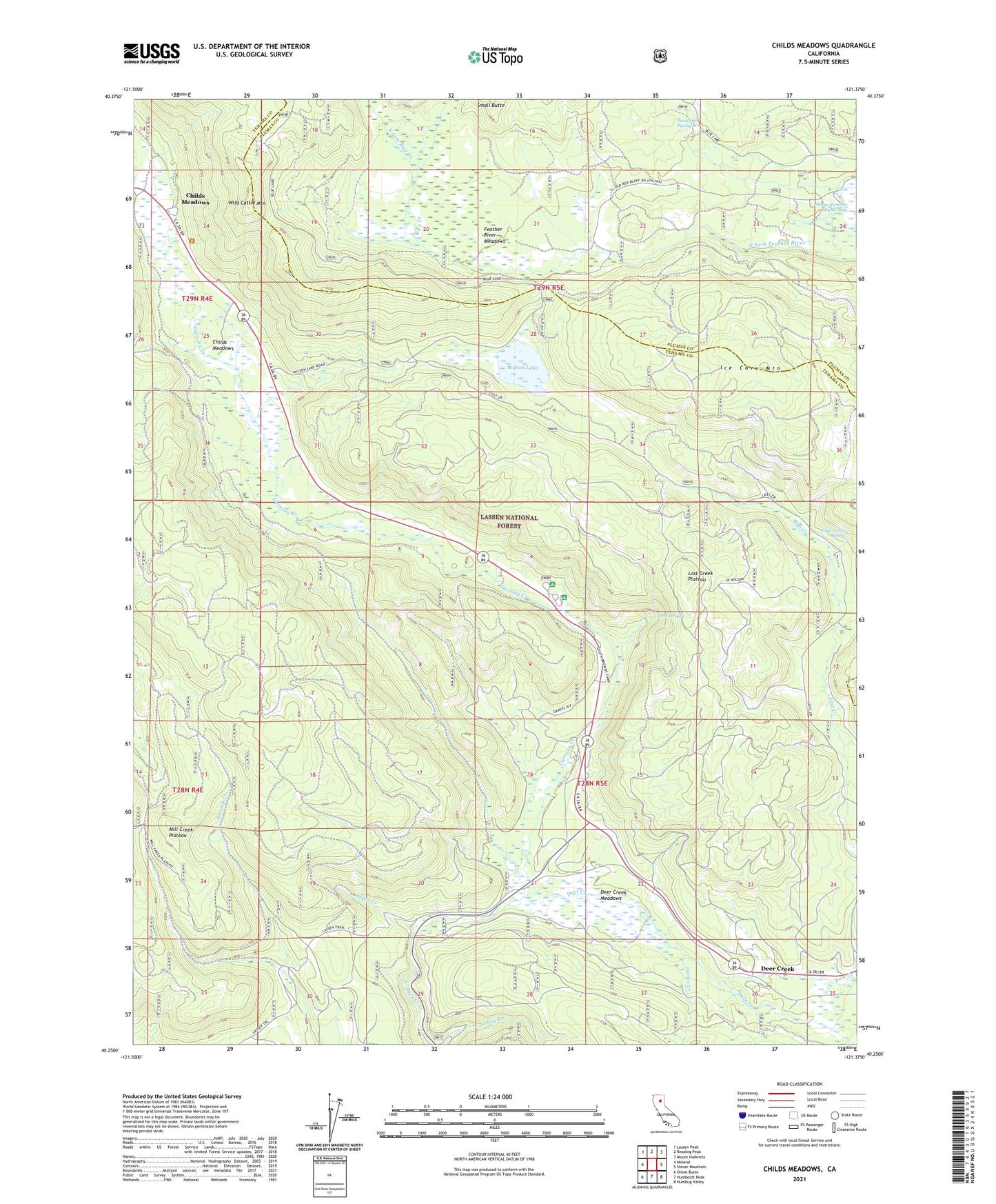 Childs Meadows California US Topo Map Image