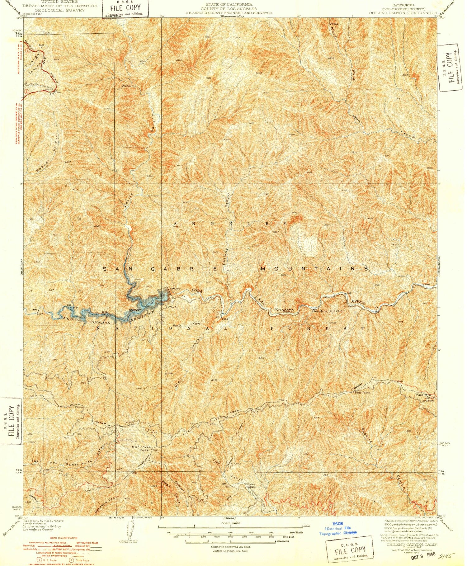 Classic USGS Chileno Canyon California 7.5'x7.5' Topo Map Image