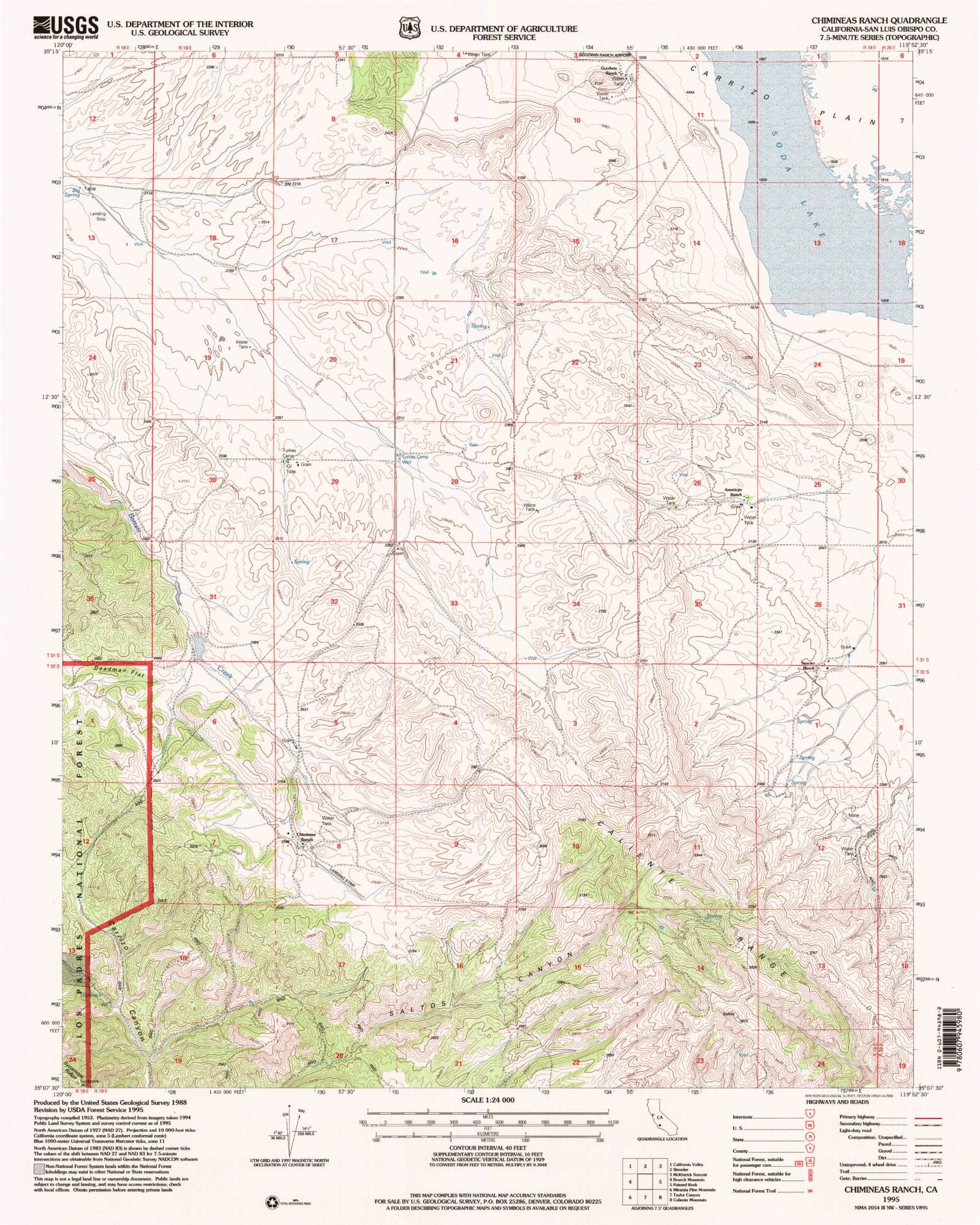 Classic USGS Chimineas Ranch California 7.5'x7.5' Topo Map MyTopo Map