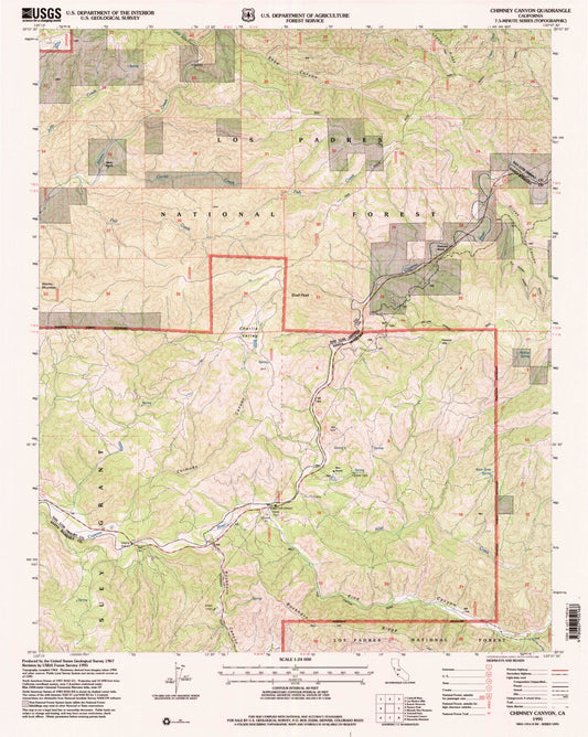 Classic USGS Chimney Canyon California 7.5'x7.5' Topo Map Image